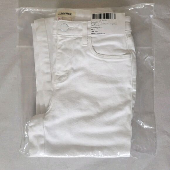 L'Agence Draya High Rise Slim Straight Jeans - Blanc MSRP $315 NWOT 24 Holiday - Picture 2 of 12